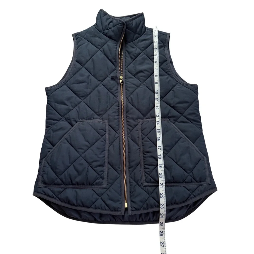 J. Crew Quilted Navy Blue‎ Puffer Vest S Preppy Quiet Luxury Country Club Euro